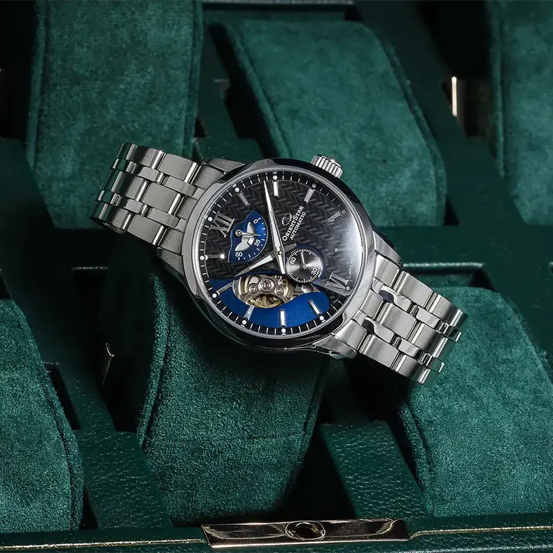 Orient Star Semi-Skeleton Blue Dial Men's Watch- REAV0B03B